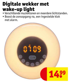  digitale wekker wake up light muziektonen meerdere lichtstanden boost zonsopgang ingestelde klok alarm 