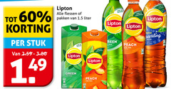  lipton ice tea 60 200 stuk flessen pakken liter sugar green calories peach mat bruisend original 