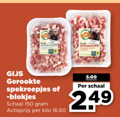  150 gijs spekblokjes gerookte spekreepjes blokjes schaal actieprijs kilo 