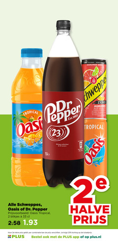  frisdrank 2 23 25 33 sans sucres zero sugar tropical pepper blend flavors authentique saveurs post av aux citron mandarine citrussmaken sinaasappel mandarin oasis schweppes dr. blikjes 2e halve combinatie plus.nl 