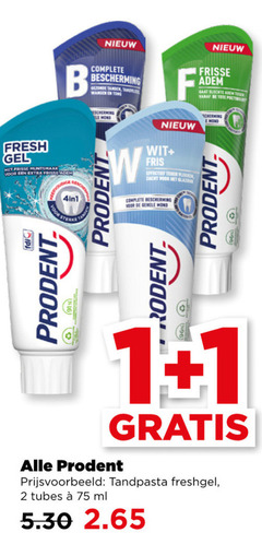  1 2 b bescherming tanden tandvlees wangen tong frisse adem poets fresh gel muntsmaak sip 4in1 prodent le mond wit fris effectief zacht tandpasta freshgel tubes ml 