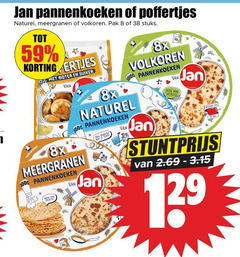  jan pannenkoeken poffertjes 8 20 naturel meergranen volkoren pak stuks boter suiker 8x genieten rijk vezels 