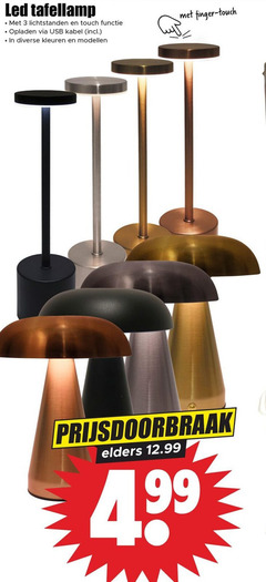 3 led tafellamp lichtstanden touch functie opladen usb kabel kleuren finger elders 4 99 