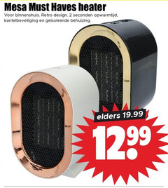  2 mesa haves heater binnenshuis retro design seconden opwarmtijd kantelbeveiliging behuizing elders 