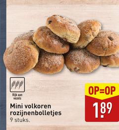  9 rijk vezels mini volkoren rozijnenbolletjes stuks 