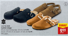  32 36 45 leder lily leren clogs bruin hielbandje zwart paar 