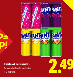  fernandes fanta frisdrank 4 250 ml 4x fant zero sugar 