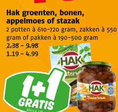  hak appelmoes groenteconserven bonen 1 2 groenten stazak potten 610-720 zakken pakken 190-500 kilo v.a. bon 