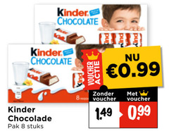  kinder chocolade 8 chocolate pak stuks voucher 