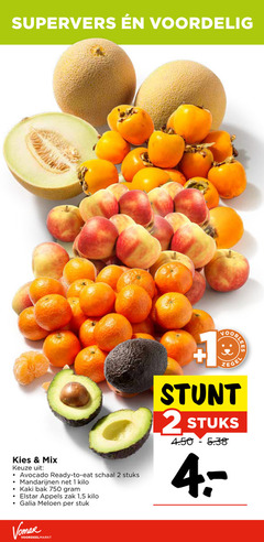  meloen mandarijnen avocado 1 2 750 supervers mix ready to schaal stuks kilo kaki bak elstar appels zak 5 galia stuk lees zegel 