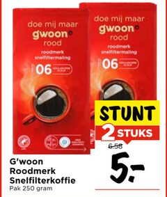  gwoon koffie 2 250 rood roodmerk snelfiltermaling 06 snelfilterkoffie pak stuks 