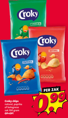  croky chips 99 100 naturel paprika bolognese zak 