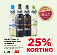  8 25 96 hamersma monte tessa barone montalto vermentino sterke italia primitivo appassimento pinot grigio tee beoordeeld b wijn supermarkt nederland flessen fles 
