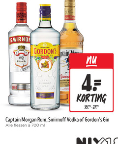  smirnoff gordons captain morgan gin rum wodka 4 700 1864 alexander gordon co vodka times filtered for extraordinary original london dry imported esta standards since spice spiced caribbean r other spirit flessen ml 