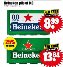  heineken 0.0 krat bier 24 25 30 pils flessen alcohol free 