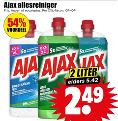  ajax allesreiniger 99 fris limoen eucalyptus xxl flacon voordeel 5x actions cleaning action werking brise les hardnekkigste vuil ingredientes lime fraicheur grease instant elders 