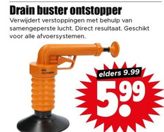  ontstopper drain buster verwijdert verstoppingen samengeperste lucht resultaat elders 