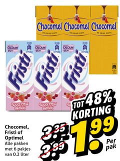  fristi optimel chocomel chocolademelk drinkyoghurt 4 6 48 calcium vet portion enige rood pakken liter fruit pak 