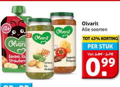 olvarit babyvoeding 12 banana strawberry spaghetti bolognese spinazie kip aardappel soorten stuk 