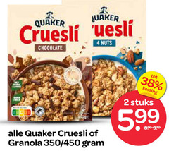  2 4 quaker cruesli nuts chocolate granola 350 450 stuks 