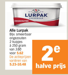  lurpak roomboter 2 250 1901 ongezouten smeerbaar kuipjes varieeren halve 