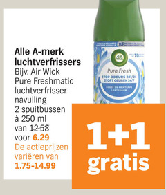 klik op dit plaatje voor een vergroting en voor vergelijkbare aanbiedingen gerelateerd aan 
 1 2 250 merk luchtverfrissers air wick freshmatic luchtverfrisser navulling spuitbussen ml varieeren fresh stop odeurs 24 stopt geuren 7 bose printemps lentedauw   1 2 250 merk luchtverfrissers air wick freshmatic luchtverfrisser navulling spuitbussen ml varieeren fresh stop odeurs 24 stopt geuren 7 bose printemps lentedauw