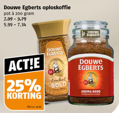  douwe egberts oploskoffie 25 200 pot 5.99 kilo v.a. excellent gold aroma rood fond 