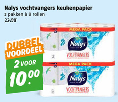  nalys keukenpapier 2 8 vochtvangers pakken rollen dubbel voordeel mega pack 