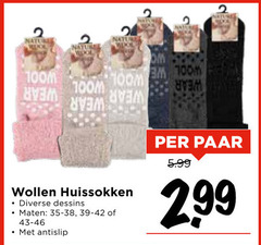  2 nature natur naturel wool www wollen huissokken dessins maten antislip paar 5.99 