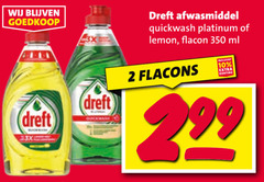  dreft afwasmiddel 2 10 350 3x quick wash quickwash platinum lemon flacon ml 