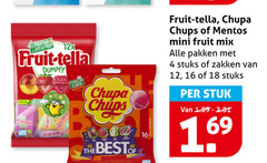  mentos chupa chups fruit-tella snoep 4 12 16 18 fruitsap jus fruit 12x dummy chips mini mix pakken stuks zakken stuk 