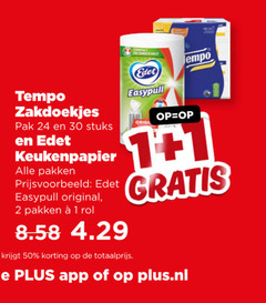  edet tempo keukenpapier zakdoeken 1 2 24 30 50 zakdoekjes pak stuks pakken easypull original rol originele plus.nl 