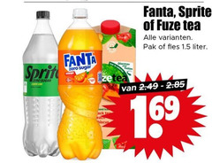  fanta sprite fuze tea ice frisdrank zero sugar discover each fusion pak fles liter 