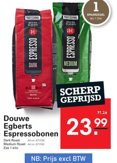  douwe egberts koffiebonen 1 100 professional zak espresso dark medium harmonious beans arabica scherp geprijsd espressobonen roast kilo 