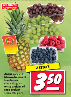  blauwe bessen ananas druiven frambozen 2 500 monte gold stuk schaal witte rode stuks 