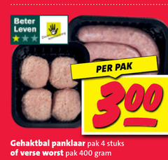  verse worst gehaktballen 4 300 400 beter leven pak gehaktbal panklaar stuks 