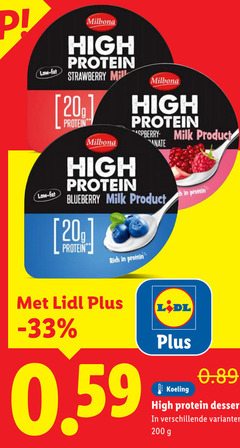  20 200 milbona high protein strawberry mal milk blueberry 1 koeling dessert 