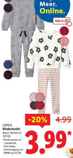  3 online lidl.nl lupilu maten 128 kindersweater 3.99 kinder thermolegging 5.99 