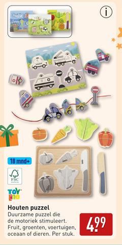  18 mnd fsc www.fsc.org pumpkin carrot toy fino houten puzzel duurzame motoriek stimuleert lettuce fruit groenten voertuigen oceaan dieren stuk 