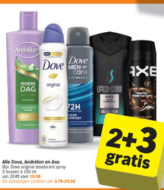  axe andrelon dove conditioner deodorant shampoo douchegel 2 3 5 150 men care original dag spray bussen ml 72h clean comfort varieeren dark temptation 