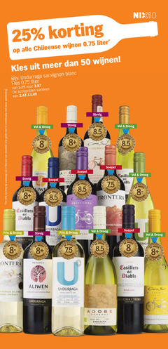 klik op dit plaatje voor een vergroting en voor vergelijkbare aanbiedingen gerelateerd aan 
 witte wijn rode rose 6 8 10 25 50 flessen dezelfde combinatie aanbieding chileense wijnen liter undurraga sauvignon blanc fles varieeren stevig droog nix18 casillero diablo soepel frontera fris reserva aliwen adobe merlot   witte wijn rode rose 6 8 10 25 50 flessen dezelfde combinatie aanbieding chileense wijnen liter undurraga sauvignon blanc fles varieeren stevig droog nix18 casillero diablo soepel frontera fris reserva aliwen adobe merlot