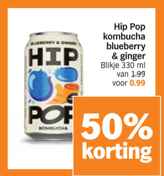  frisdrank 50 330 hip pof pop kombucha blueberry ginger blikje ml 