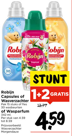  robijn wasverzachter 1 2 15 30 verzachter intense wa capsules pak stuks fles wasbeurten ml stuk tropical 