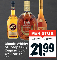  1 700 dimple golden selection blended scotch whisky original joseph guy cognac ml licor liter stuk 