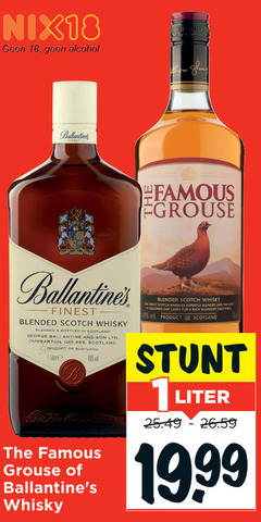  ballantines famous grouse whisky 18 40 nix18 alcohol ballantine egrouse finest blended scotch bottled scotland george and dumbarton litre val whiskies matured seasoned oak casks for rounded sweetness liter 