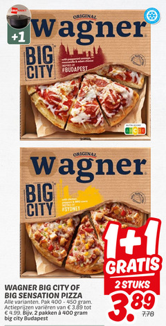  1 2 400 450 original wagner big city with pepperoni sausage mozzarella edam cheese inspired by budapest nutri core chicken pepper bbq sydney sensation pizza pak varieeren pakken stuks 