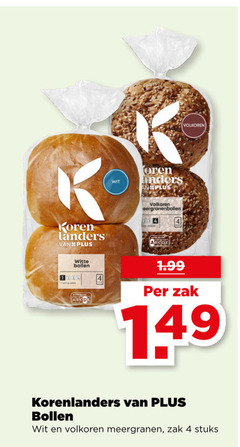  bolletjes 4 koren witte bollen wit oren volkoren zak korenlanders meergranen stuks 