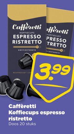  cafferetti koffiecups 20 espresso presso ristretto koffiesterkte nespresso co 3.99 doos stuks 