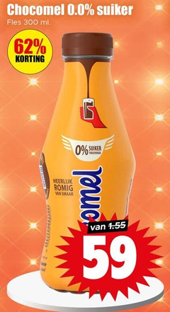  chocomel chocolademelk 300 0.0 suiker fles ml romig 