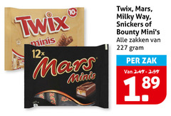  snickers twix milky way mars bounty mini chocoladerepen minis zakken zak 